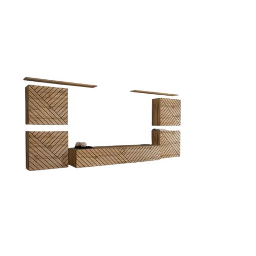 Ensemble Meuble Salon Switch Iv – Chêne Wotan – Finitions Fraisées – Design Moderne