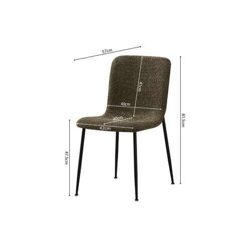 Chaise 'alice' Bouclé Vert, Dimension H81.5 X L42 X P57