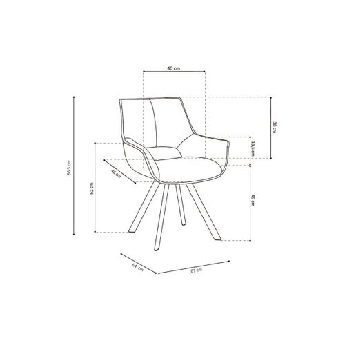 Chaise Timote Tissu Rose, Dimension H86.5 X L61 X P64
