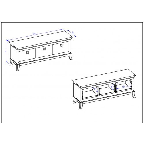 Meuble TV 160cm Collection Palace 3 Tiroirs. Couleur Blanc Et Chêne.
