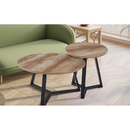 Table Basse Collection Pasoa Coloris Chêne Vieilli, Idéal Pour Un Salon Rustique