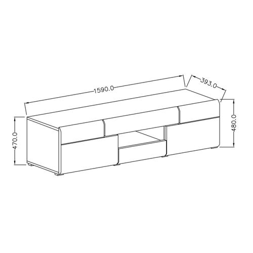 Meuble TV 160cm Collection Ohio. Coloris Blanc Et Chêne