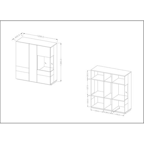 Buffet Haut Kiles Trois Portes. Coloris Gris Anthracite Et Chêne. Style Design