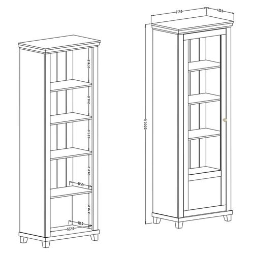 Vitrine 1 Porte Collection Assia. Coloris Vert Et Chêne. Ouverture Droite