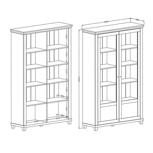 Vitrine Assia 2 Portes Vitrées Vert Foncé Et Bois - 125 Cm - 10 Niches - Élégance Intemporelle
