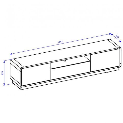 Meuble TV 200cm Collection Villa. Couleur Chêne Et Noir Mat