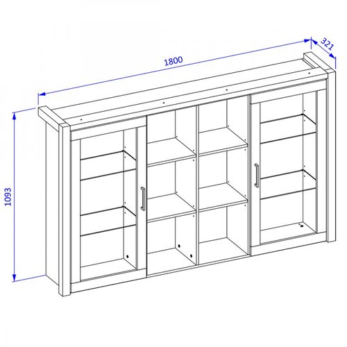Huche Collection Tivora. 2 Portes Et 6 Niches Centrales. Couleur Chêne Et Noir.
