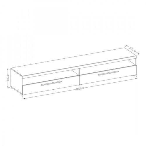 Meuble TV XL 200cm Collection Bombay. Couleur Gris Effet Ardoise.