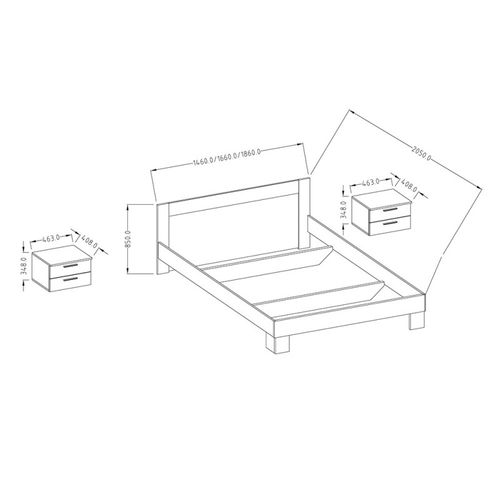 Lit Adulte 180x200 Collection Irina. Coloris Gris Clair Et Gris Foncé