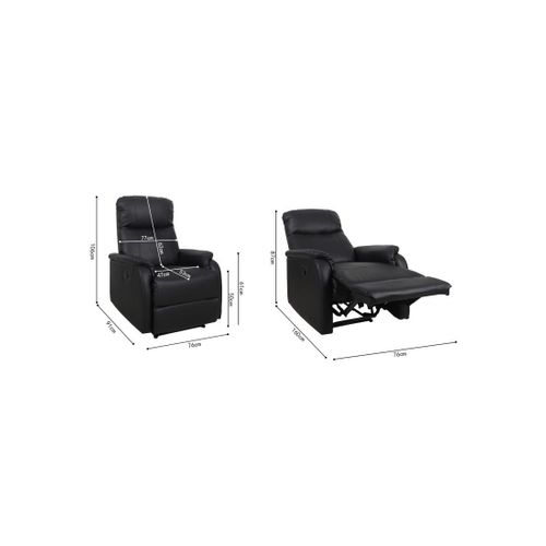 Fauteuil Relaxation Relevable Manuellement Berlin Coloris Noir