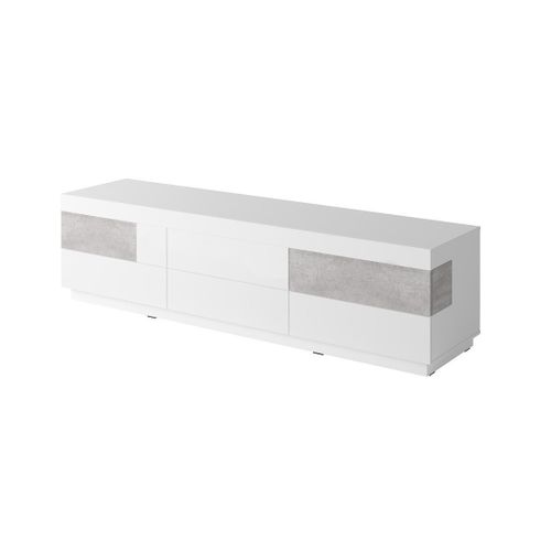 Meuble TV XL Design 200cm Collection Kiles. Coloris Blanc Et Gris.