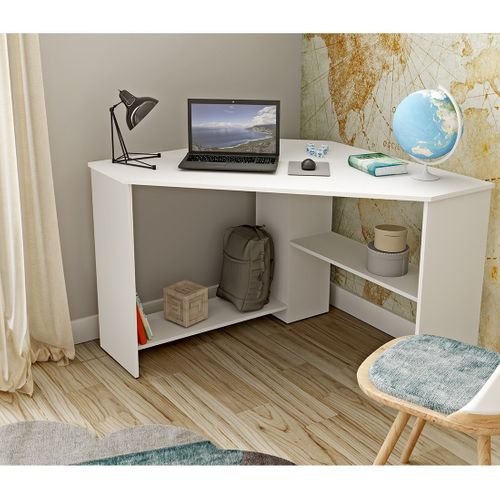 Bureau D'angle Karo Coloris Blanc, 80 X 73 X 80 Cm
