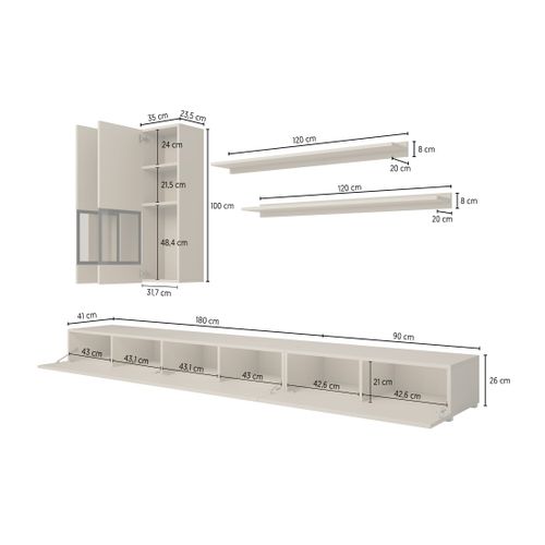 Ensemble Meubles De Salon Ramos – Chêne Et Noir Super Mat – LED Multicolores Intégrées