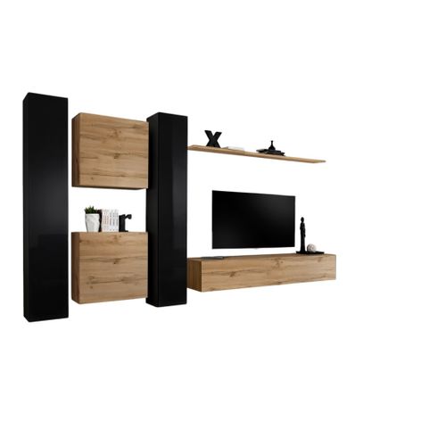 Ensemble De Meubles Supsendus Pour Votre Salon Mural Collection Switch Vi. Coloris Chêne Wotan Et N