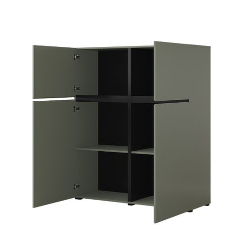 Buffet Haut Coloris Vert Sauge L120xh140xp40 Collection Havana. Bahut  Haut Design Avec 4 Portes.