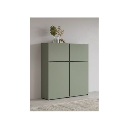 Buffet Haut Coloris Vert Sauge L120xh140xp40 Collection Havana. Bahut  Haut Design Avec 4 Portes.