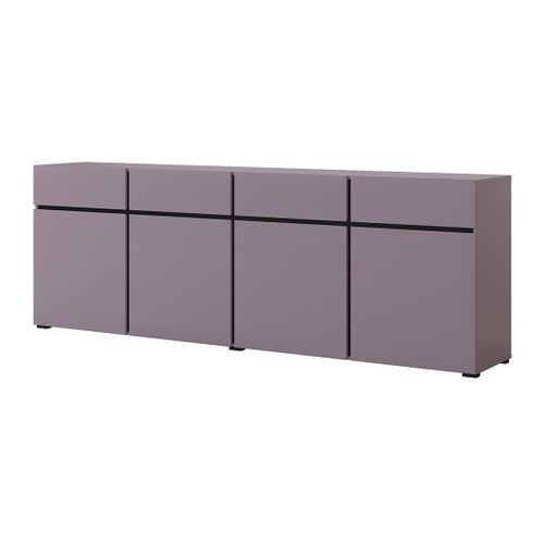 Buffet Havana 225 Cm – Violet Pastel Et Noir – 4 Portes, 4 Tiroirs – Design Moderne