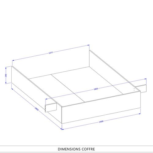 Lit Coffre 180x200 Style Industriel - Collection Milos. Coloris Chêne Brut Et Noir.