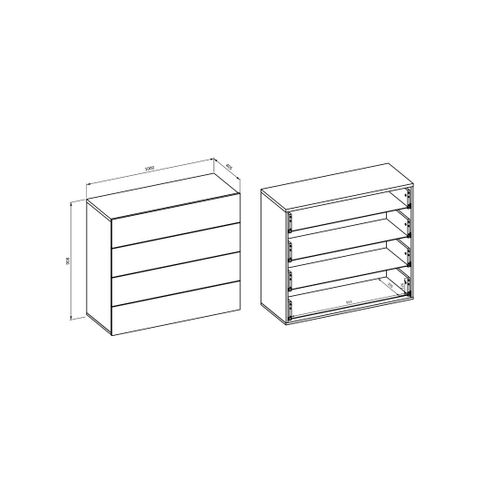 Commode 4 Tiroirs Vox Coloris Chêne Et Beige