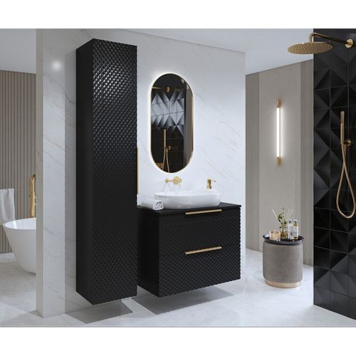 Colonne De Salle De Bain Collection Chic Noir – Rangement Moderne Et Élégant