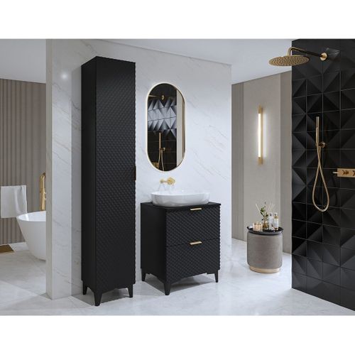 Colonne De Salle De Bain Collection Chic Noir – Rangement Moderne Et Élégant