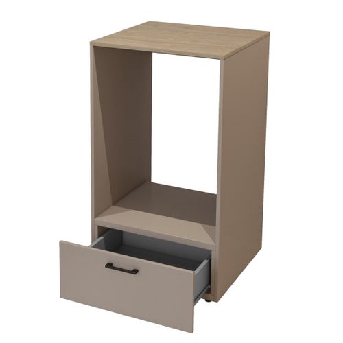 Meuble De Rangement Pour Machine à Laver Collection Washing – 1 Tiroir – Taupe Et Chêne