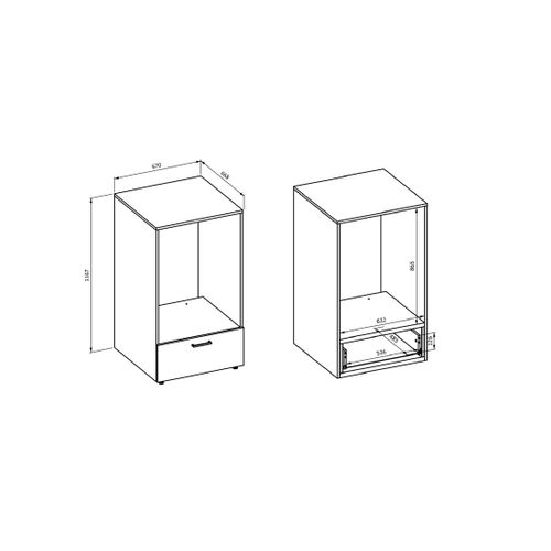 Meuble De Rangement Pour Machine à Laver Collection Washing – 1 Tiroir – Taupe Et Chêne