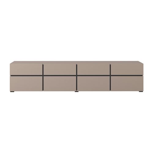 Meuble TV XL Coloris Beige Et Noir 225cm Collection Havana. Meuble Design Avec 4 Portes Et 4 Tiroir