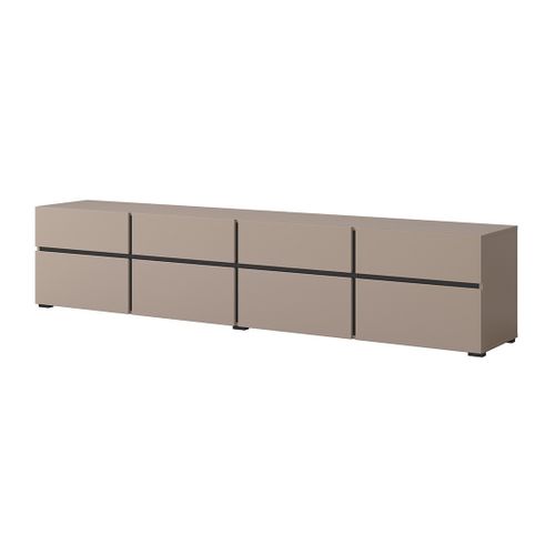 Meuble TV XL Coloris Beige Et Noir 225cm Collection Havana. Meuble Design Avec 4 Portes Et 4 Tiroir
