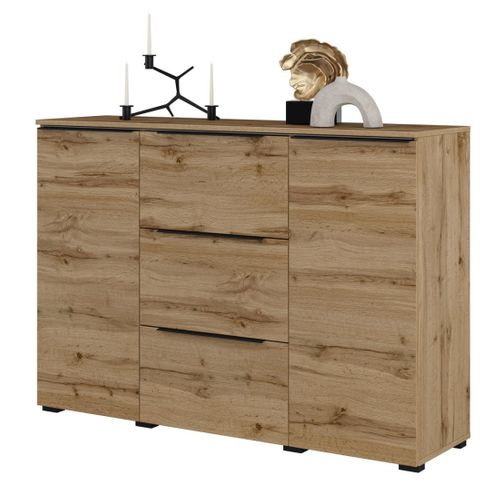Buffet Alice Coloris Chêne Wotan – 2 Portes, 3 Tiroirs Avec Éclairage LED
