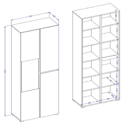 Vitrine Haute 2 Portes Collection Havana. Coloris Blanc Et Noir.