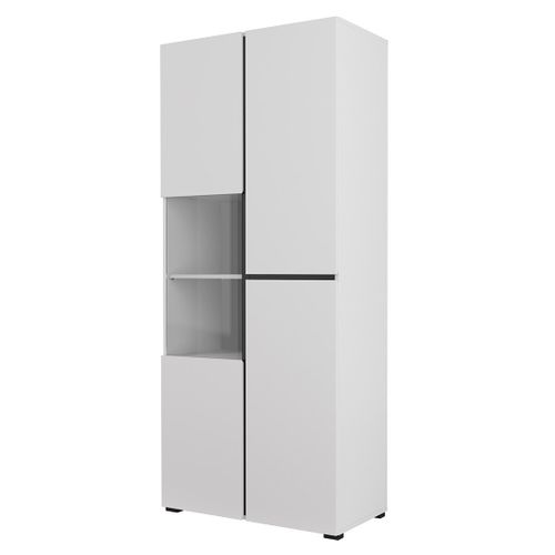 Vitrine Haute 2 Portes Collection Havana. Coloris Blanc Et Noir.