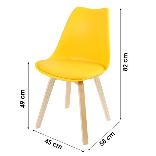 Lot De 4 Chaises Design Avec Coussin Coloris Jaune Moutarde Collection Mia