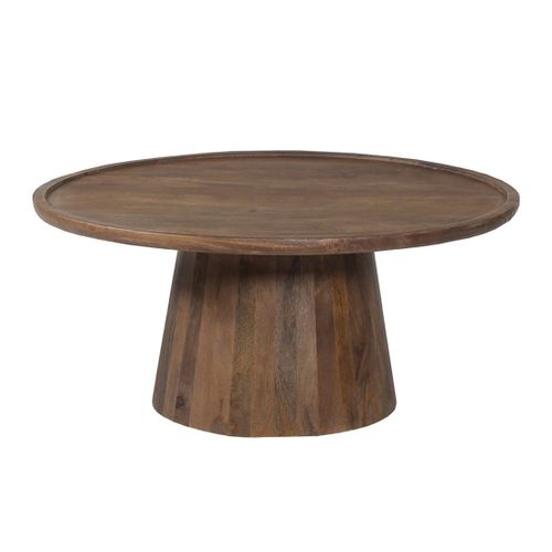Table Basse Ronde En Bois Massif Collection Jakarta - Style Ethnique Et Design - Diamètre 80cm
