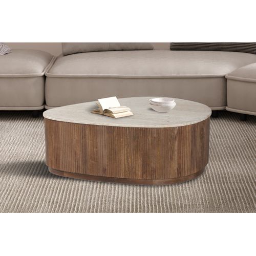 Table Basse En Bois Massif Collection Delhi 100cm - Style Ethnique Et Design
