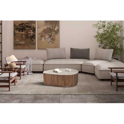 Table Basse En Bois Massif Collection Delhi 100cm - Style Ethnique Et Design