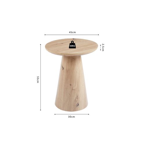 Table D'appoint Ronde Collection Tignes – Effet Pin – D45 X H55 Cm