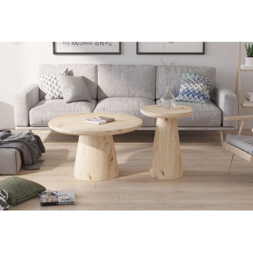 Table D'appoint Ronde Collection Tignes – Effet Pin – D45 X H55 Cm