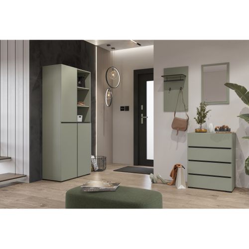 Petit Buffet Havana – 4 Tiroirs – Vert Sauge – Design Moderne Et Compact