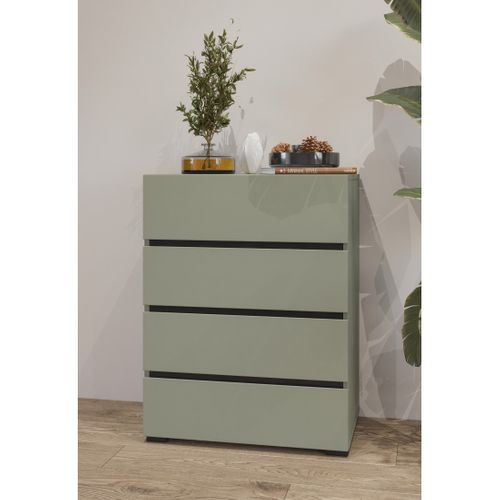 Petit Buffet Havana – 4 Tiroirs – Vert Sauge – Design Moderne Et Compact