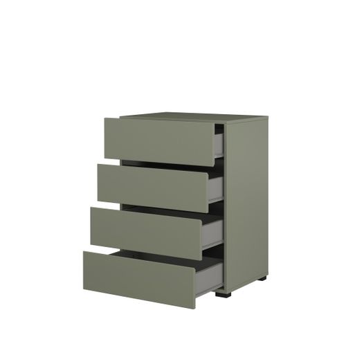 Petit Buffet Havana – 4 Tiroirs – Vert Sauge – Design Moderne Et Compact