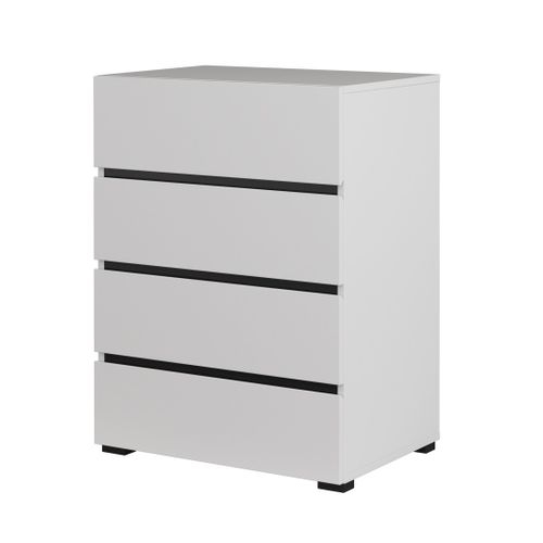 Petit Buffet Havana – 4 Tiroirs – Blanc Et Noir – Design Moderne Et Compact