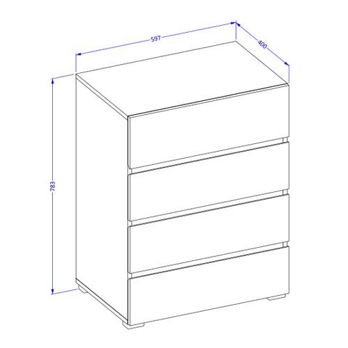 Petit Buffet Havana – 4 Tiroirs – Blanc Et Noir – Design Moderne Et Compact