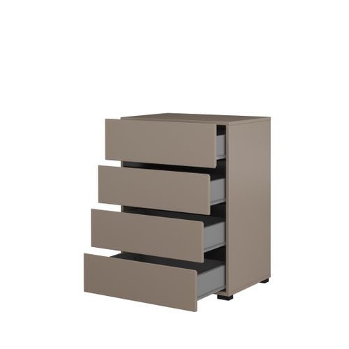 Petit Buffet Havana – 4 Tiroirs – Beige Et Noir – Look Moderne Et Chaleureux