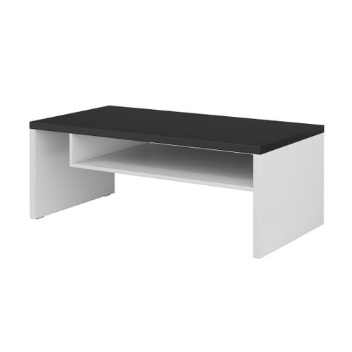 Table Basse Havana – Blanc Mat Et Noir – Plateau Noir Mat – Avec Niche – Design Moderne