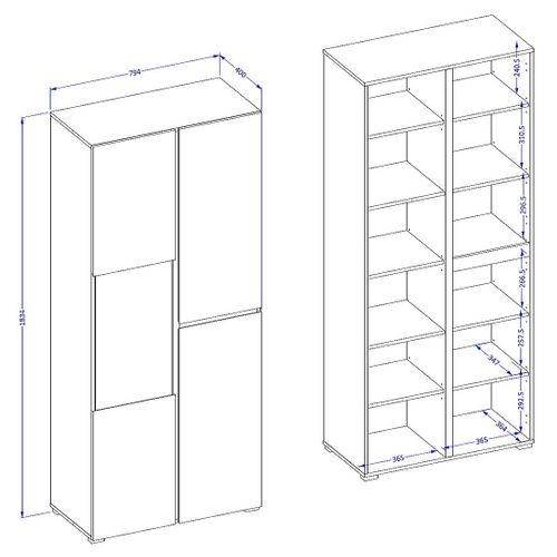 Vitrine Haute 2 Portes Collection Havana Avec LED Intégrée. Coloris Chêne Et Noir.