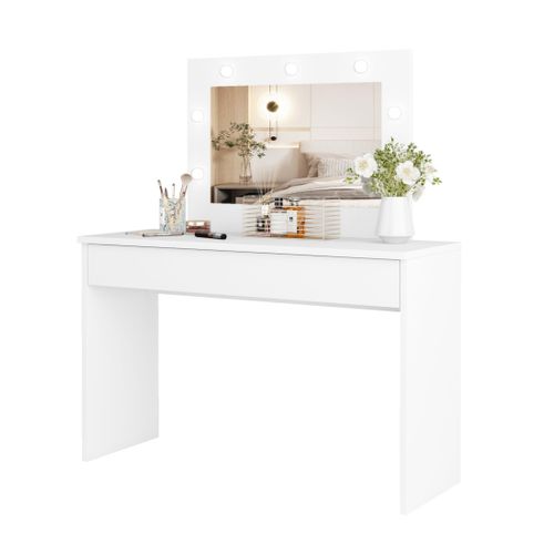 Coiffeuse Diva Blanche – Avec Miroir, Tiroir Et Éclairage LED – Élégance Et Fonctionnalité