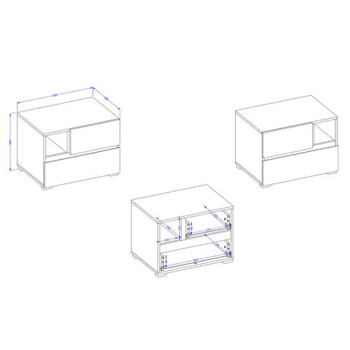Table De Chevet Havana Beige Et Noir – 2 Tiroirs Et 1 Niche – Rangement Moderne Et Design Élégant