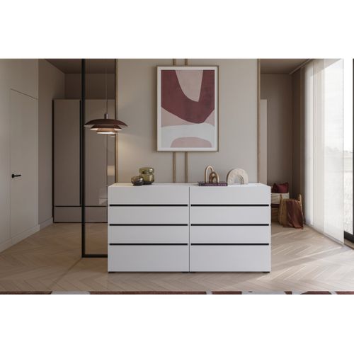 Commode Havana Blanche Et Noire – 4 Tiroirs – Style Contemporain Et Rangement Pratique