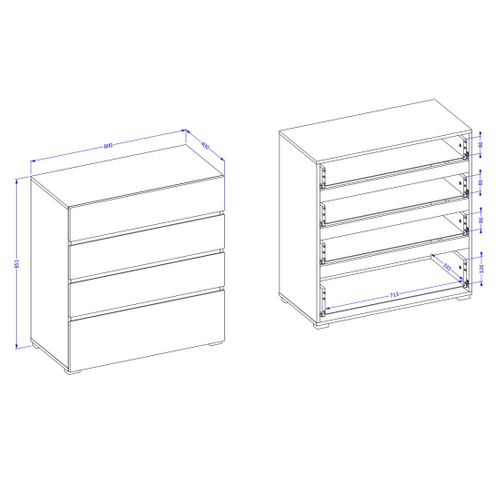 Commode Havana Blanche Et Noire – 4 Tiroirs – Style Contemporain Et Rangement Pratique